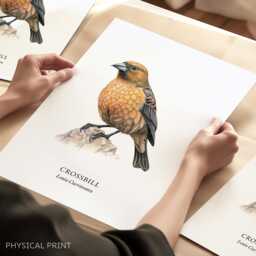 Crossbill Bird Illustrated Print, Wall Decor Prints, Species, Garden Birds - thumbnail 1