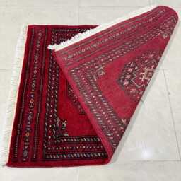 2x3 Red Color 3 Ply Bokhara Rug - Washable Small Wool Living Room Hand Knotted Doormat Bathmat - thumbnail 4