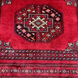 2x3 Red Color 3 Ply Bokhara Rug - Washable Small Wool Living Room Hand Knotted Doormat Bathmat - thumbnail 3