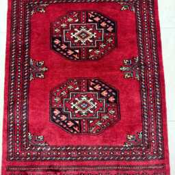 2x3 Red Color 3 Ply Bokhara Rug - Washable Small Wool Living Room Hand Knotted Doormat Bathmat - thumbnail 2