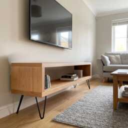 Solid Wood Tv Unit, Wooden Media Unit Uk, Handmade Tv Stand, Open Cabinet, Rustic Modern Furniture, Custom Size