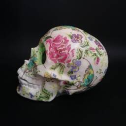 Decoupaged Skull - Paper Art Gift Floral Decor Day Of The Dead Mache Butterflies Decor??tion Sugar - thumbnail 3