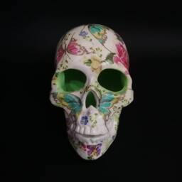 Decoupaged Skull - Paper Art Gift Floral Decor Day Of The Dead Mache Butterflies Decor??tion Sugar - thumbnail 2