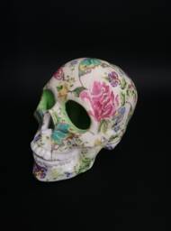 Decoupaged Skull - Paper Art Gift Floral Decor Day Of The Dead Mache Butterflies Decor??tion Sugar - thumbnail 1