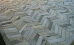 Cowhide Patchwork Rug Raw Leather Argentina - Free Shipping Cowhide Chevron , Mix Of Whites, Grey & Creams 6' X 8' Handmade