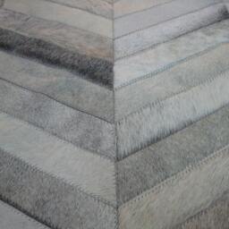 Cowhide Patchwork Rug Raw Leather Argentina - Free Shipping Cowhide Chevron , Mix Of Whites, Grey & Creams 6' X 8' Handmade - thumbnail 3