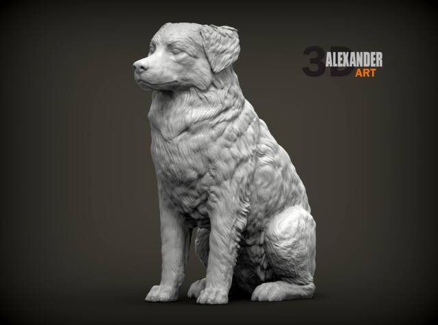 3D Printed Australian Shepherd Figurine Home Decor, Dog Memorial - image 1