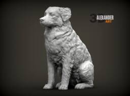 3D Printed Australian Shepherd Figurine Home Decor, Dog Memorial
