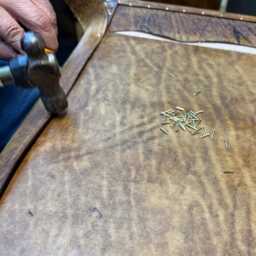 Handmade Leather Steamer Trunk Coffee Table, Luxury Storage Ottoman With Antique Brass Hardware - thumbnail 4