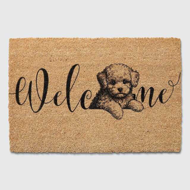 Bichon Frise Doormat Natural Coir Dog Welcome Mat - 60x40cm, 70x40cm, 90x60cm - image 1