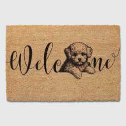 Bichon Frise Doormat Natural Coir Dog Welcome Mat - 60x40cm, 70x40cm, 90x60cm - thumbnail 1