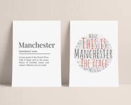 Manchester Definition Print & Words Print, Prints, Set Of Two Word Art - thumbnail 1