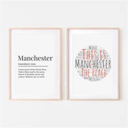 Manchester Definition Print & Words Print, Prints, Set Of Two Word Art - thumbnail 2