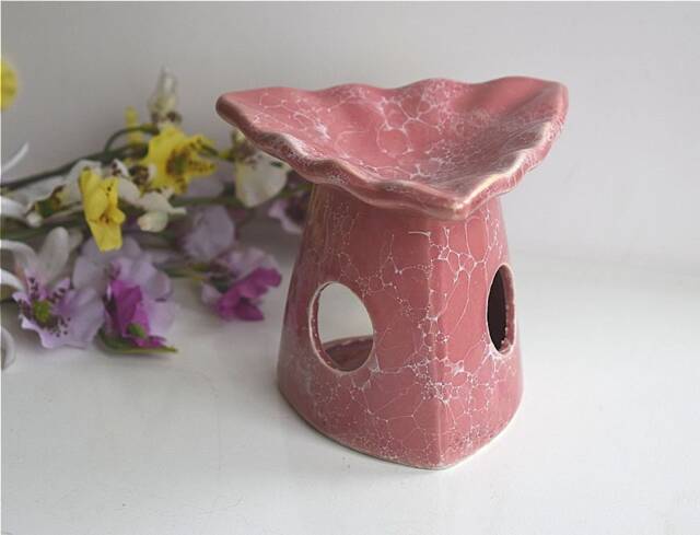 Essential Oil Diffuser Light Pink Painted Ceramic Burner Hot Porcelain Room Fragrance Feng Shui Aromatherapy Asian Aroma Candle Warmer - image 1