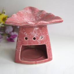 Essential Oil Diffuser Light Pink Painted Ceramic Burner Hot Porcelain Room Fragrance Feng Shui Aromatherapy Asian Aroma Candle Warmer - thumbnail 2