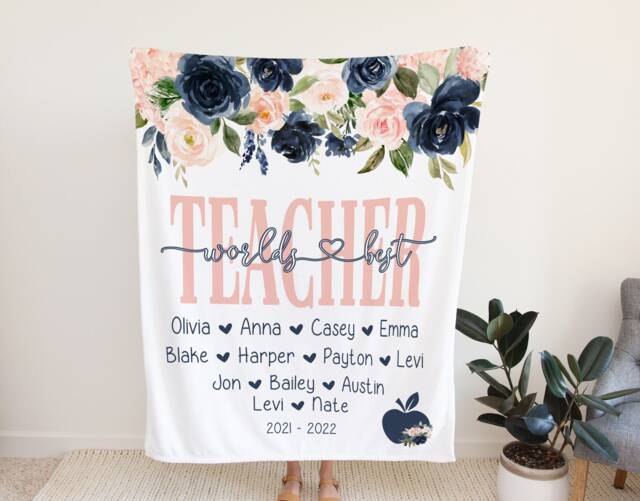 Teacher Christmas Blanket, Gift From Students, Appreciation Kids, Personalized Wall Hanging - image 1