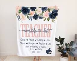 Teacher Christmas Blanket, Gift From Students, Appreciation Kids, Personalized Wall Hanging - thumbnail 1