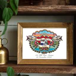 Personalised New Home Wall Art Print - Custom Housewarming Gift, Sweet First Home, New House, Beginnings, Tattoo Style - thumbnail 2