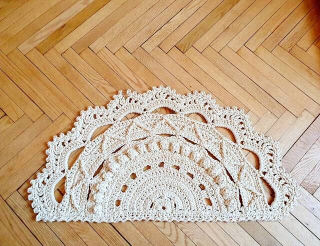 Crochet Half Circle Rug 3D Polyester Accent Mat - image 1