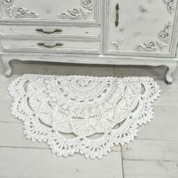 Crochet Half Circle Rug 3D Polyester Accent Mat - thumbnail 2
