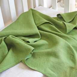 Linen Baby Blanket Organic Gift Personalized Newborn Swaddle With Name Baby Shower Girl - thumbnail 3