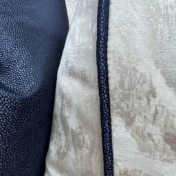 Tessere Champagne Cushion Cover Metallic Marble Fabric Navy Piped Luxury Pillow Sham Clarke & Made in UK Bespoke Sizes - thumbnail 4