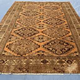 Handmade Baluchi Rug 4.4x6, Antique Look Afghan Wool Rug, Copper Orange Geometric Area Traditional Tribal For Bedroom Living Room - thumbnail 3