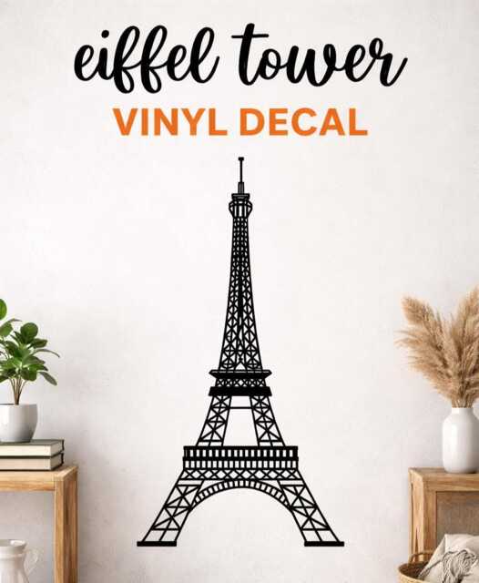 Eiffel Tower Vinyl Indoor Wall Decal - Paris Decor Sticker - image 1