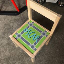 Personalised Children's Ikea Latt Wooden Table & 3 Chairs Printed City Road Car Train Wheels Town Country Play Map Mat Hot Kids Girls Boys - thumbnail 2