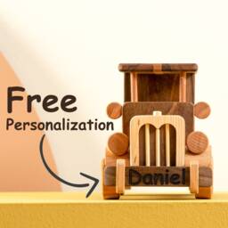 Handmade Wooden Retro Car Toy Personalized Name Engraving - thumbnail 4