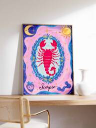 Scorpio Poster, Star Sign Zodiac Print, Birthday Gift, Celestial Astrology Art, Boho Decor, Bedroom Spiritual Art - thumbnail 1