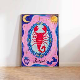 Scorpio Poster, Star Sign Zodiac Print, Birthday Gift, Celestial Astrology Art, Boho Decor, Bedroom Spiritual Art - thumbnail 3
