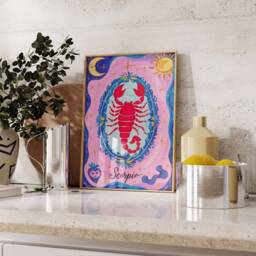 Scorpio Poster, Star Sign Zodiac Print, Birthday Gift, Celestial Astrology Art, Boho Decor, Bedroom Spiritual Art - thumbnail 2