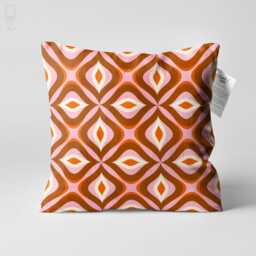 Retro Mid Century Cushion Cover With Pink, Brown & Orange Colours - thumbnail 1