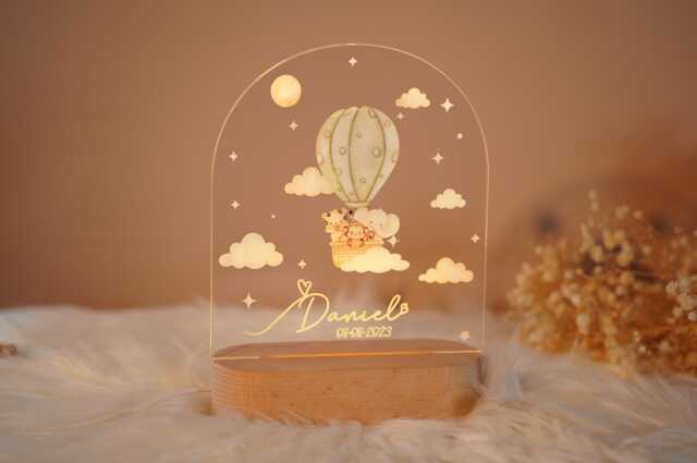 Baby Night Light Hot Air Balloon Nursery Decor - image 1
