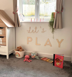 Let's Play Nursery Sign - Nursery Decor Play Room Sign Wooden Name Wall Art Children's Bedroom-Baby - thumbnail 1