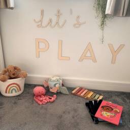 Let's Play Nursery Sign - Nursery Decor Play Room Sign Wooden Name Wall Art Children's Bedroom-Baby - thumbnail 2