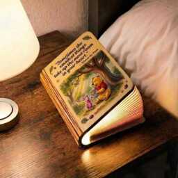 Winnie The Pooh Motivational Quote Book Lamp, Smallest Things Take Up Most Room Light, & Piglet Inspirational Decor, Lovers Gift - thumbnail 1