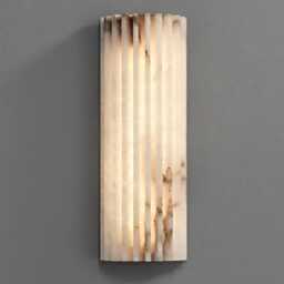 Handcrafted Alabaster Brass Wall Sconce - Modern Stone Light Luxury Fluted Natural Marble Lighting - thumbnail 3
