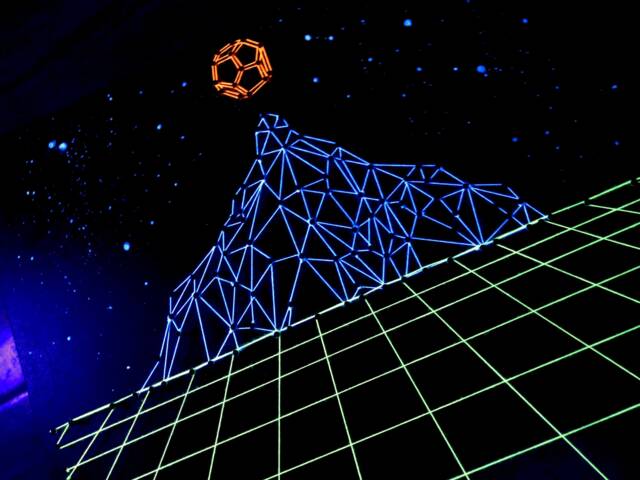 Uv String Art???Mountain???With Acrylic Painting, 30x30cm, Illusion 3D, Starry Sky, Handmade Psychedelic Decor, Wall Hanging, Fluorescent, Geometry - image 1