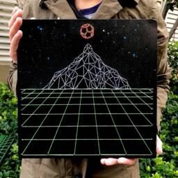Uv String Art???Mountain???With Acrylic Painting, 30x30cm, Illusion 3D, Starry Sky, Handmade Psychedelic Decor, Wall Hanging, Fluorescent, Geometry - thumbnail 3