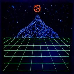 Uv String Art???Mountain???With Acrylic Painting, 30x30cm, Illusion 3D, Starry Sky, Handmade Psychedelic Decor, Wall Hanging, Fluorescent, Geometry - thumbnail 2