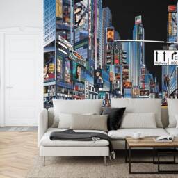 Cartoon Cityscape Wallpaper Mural, Colorful Comic Style - Peel & Stick - thumbnail 2