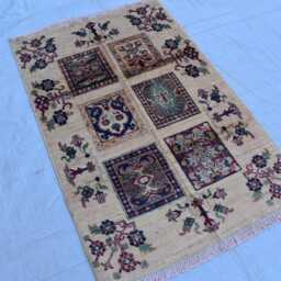 Handwoven Afghan Chob Rug Geometric Wool Carpet - 4.1x2.8 Ft - thumbnail 2