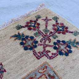 Handwoven Afghan Chob Rug Geometric Wool Carpet - 4.1x2.8 Ft - thumbnail 4