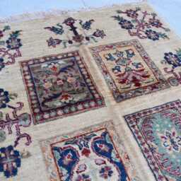 Handwoven Afghan Chob Rug Geometric Wool Carpet - 4.1x2.8 Ft - thumbnail 3