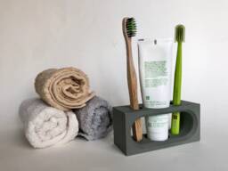 Customizable 3D Printed Toothbrush Holder Concrete Look Bathroom Decor