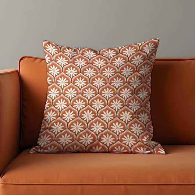 Retro Geometric Cushion Cover, Terracotta Pattern Decorative Throw Pillowcase, Mid Century Modern Case - image 1