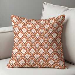 Retro Geometric Cushion Cover, Terracotta Pattern Decorative Throw Pillowcase, Mid Century Modern Case - thumbnail 4