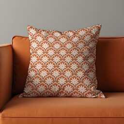 Retro Geometric Cushion Cover, Terracotta Pattern Decorative Throw Pillowcase, Mid Century Modern Case